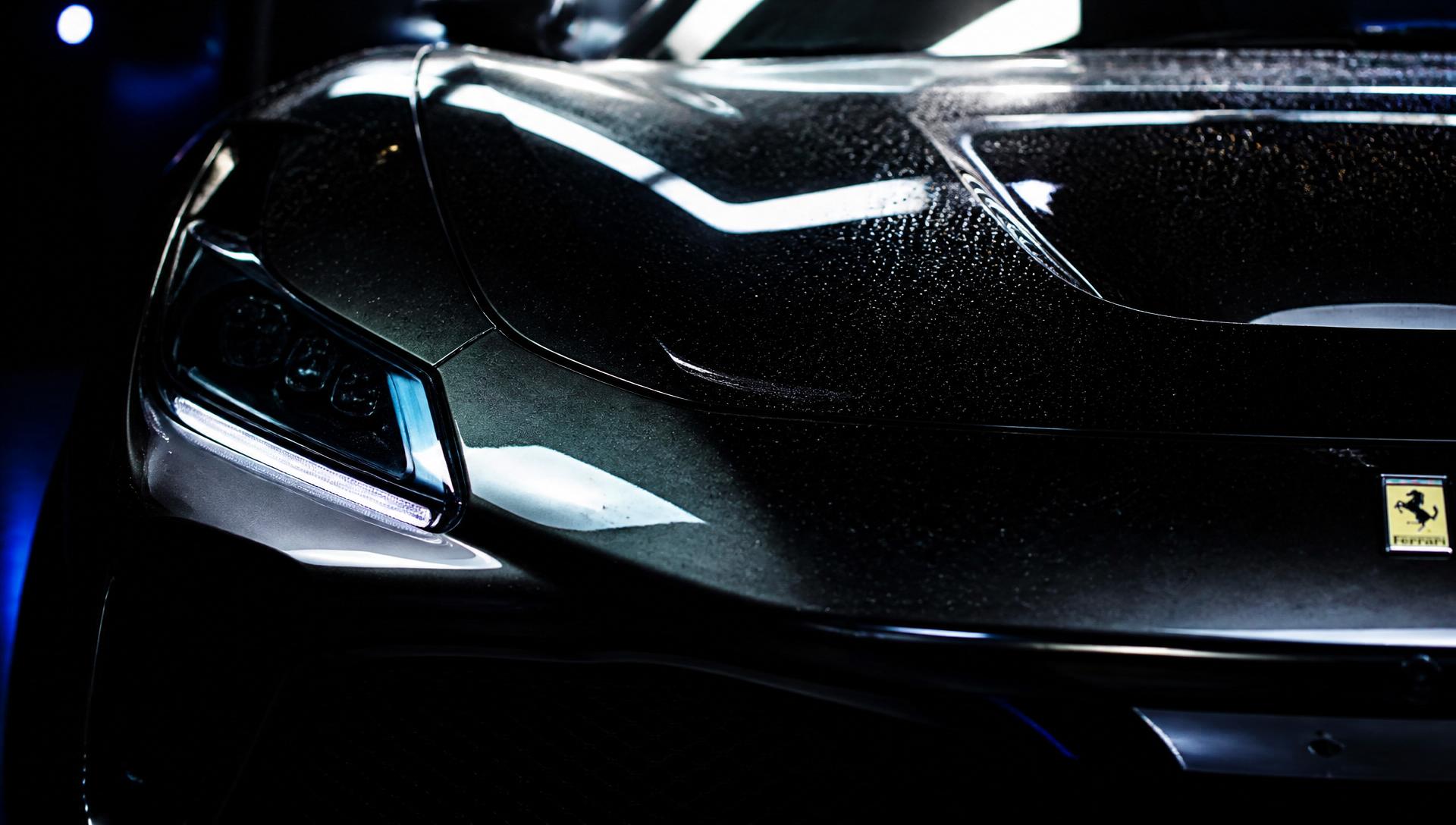 Freshly ceramic-coated luxury car